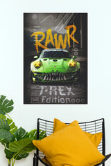 Porsche RAWR T-Rex Edition Sports Car Paper Poster (  Game Posters)