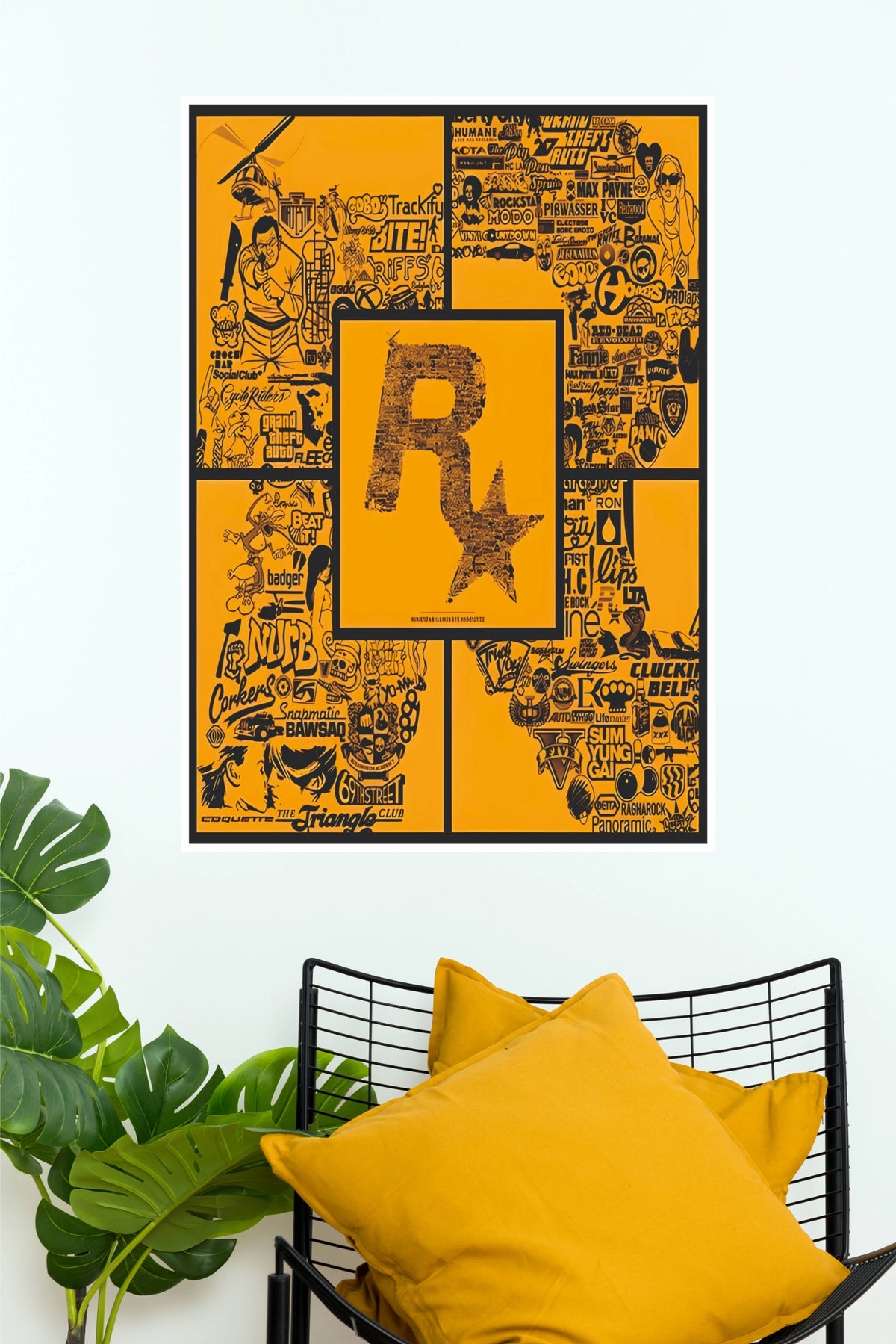 Rockstar Games Yellow Collage Poster  (Game Posters)