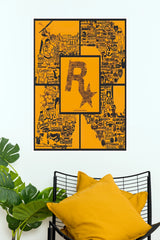 Rockstar Games Yellow Collage Poster  (Game Posters)