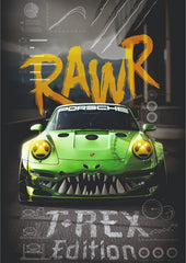 Porsche RAWR T-Rex Edition Poster | Custom GT3 Wall Art & Decor (Game Poster)