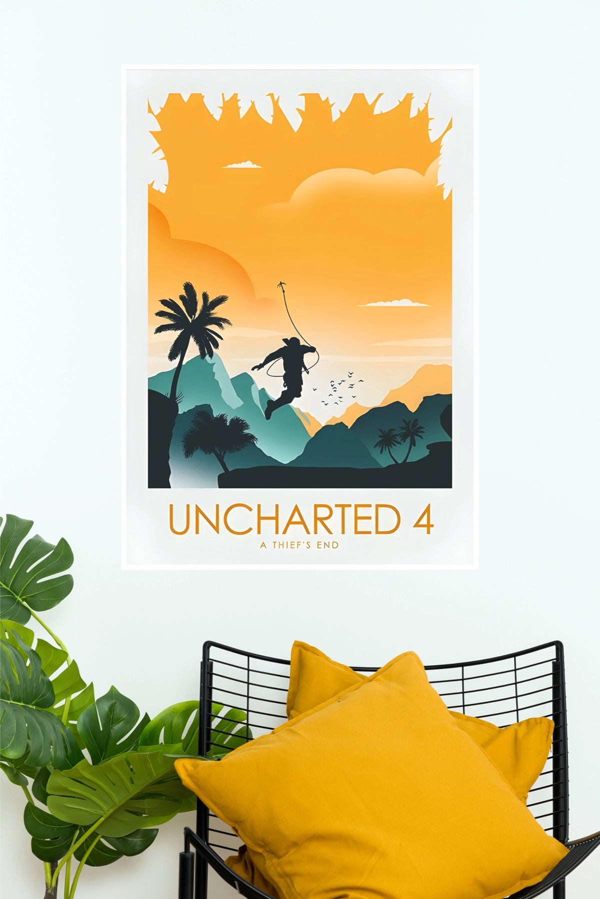 Uncharted 4: A Thief's End Minimalist Silhouette Poster - Minimal Art Wall Print (Game Posters)
