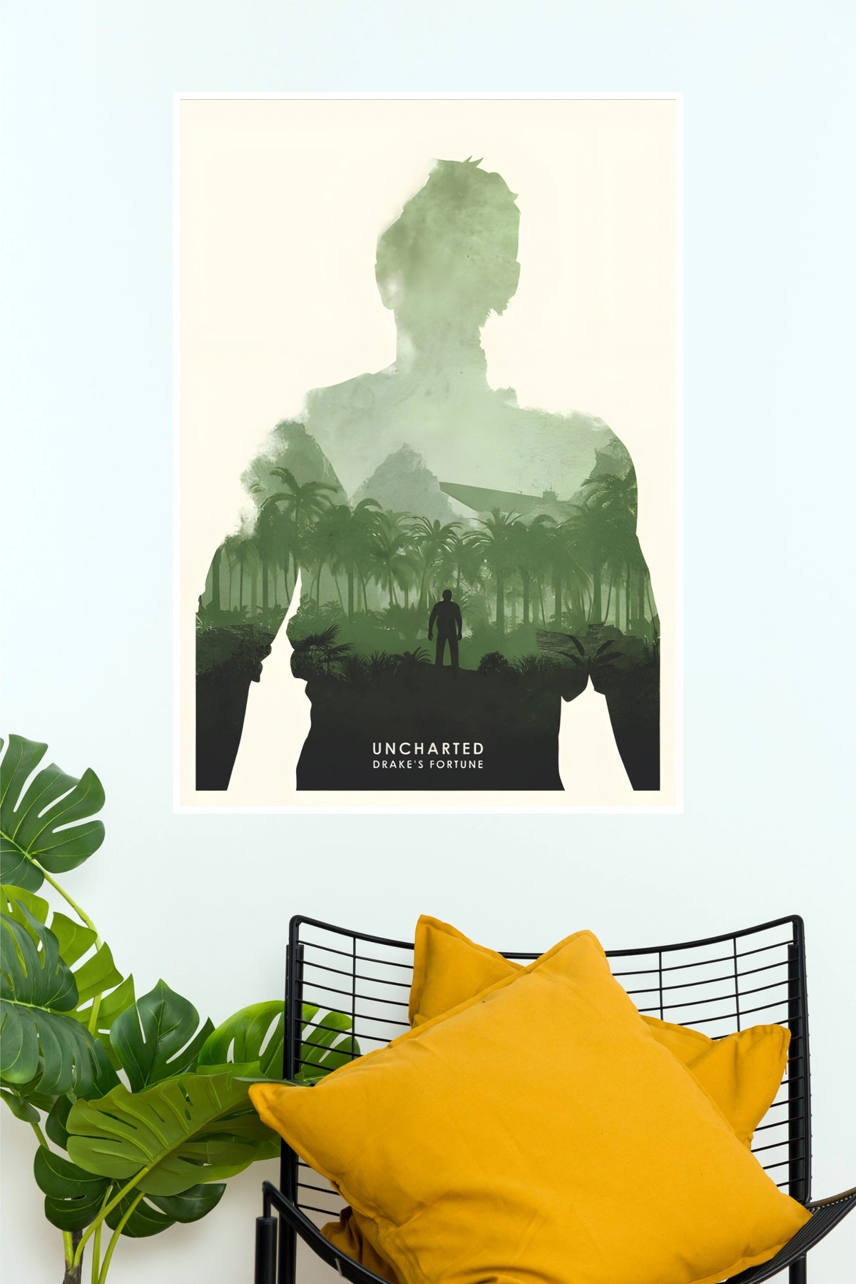 Drake's Fortune Minimalist Silhouette Poster - Double Exposure Gaming Wall Art Print (Game Posters)