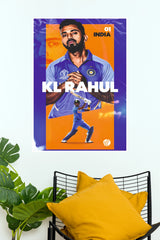 KL Rahul India Cricket Wall Poster – Premium Cricket Room Decor(Cricket Poster)