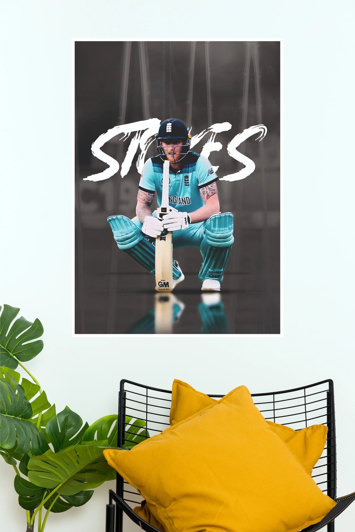 England Cricket Batsman Wall Poster – Premium Cricket Room Decor(Cricket Poster)