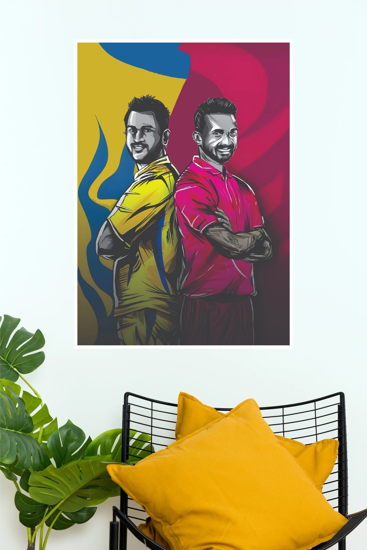 MS Dhoni & Ajinkya Rahane Duo Graphic Vector Art Poster (Cricket  Poster)