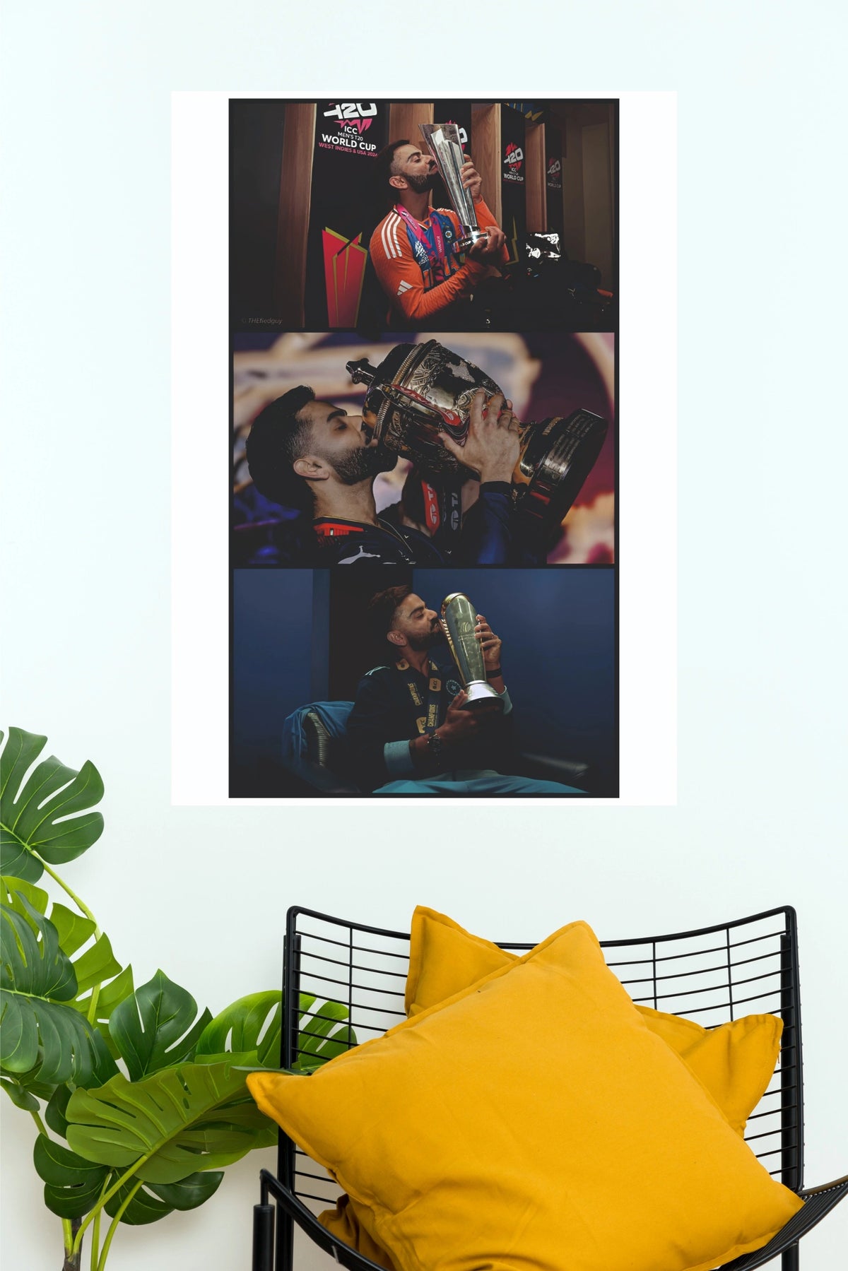 Virat Kohli Trophy Kiss Montage Paper Poster (Cricket  Poster)