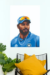 Hardik Pandya Minimalist Portrait Vector Art Poster (Cricket  Poster)