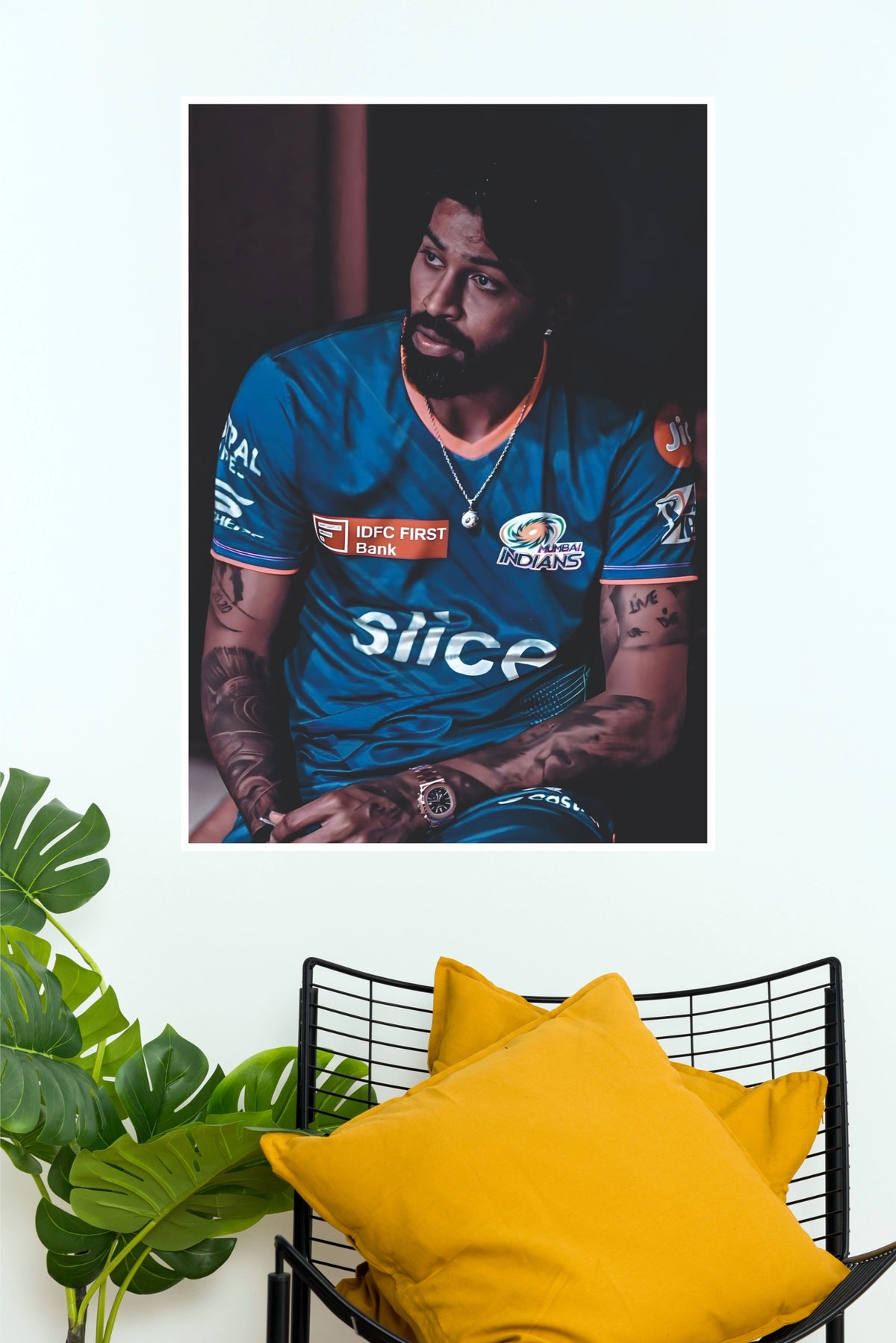 Hardik Pandya Mumbai Indians Jersey Studio Portrait Poster (Cricket  Poster)
