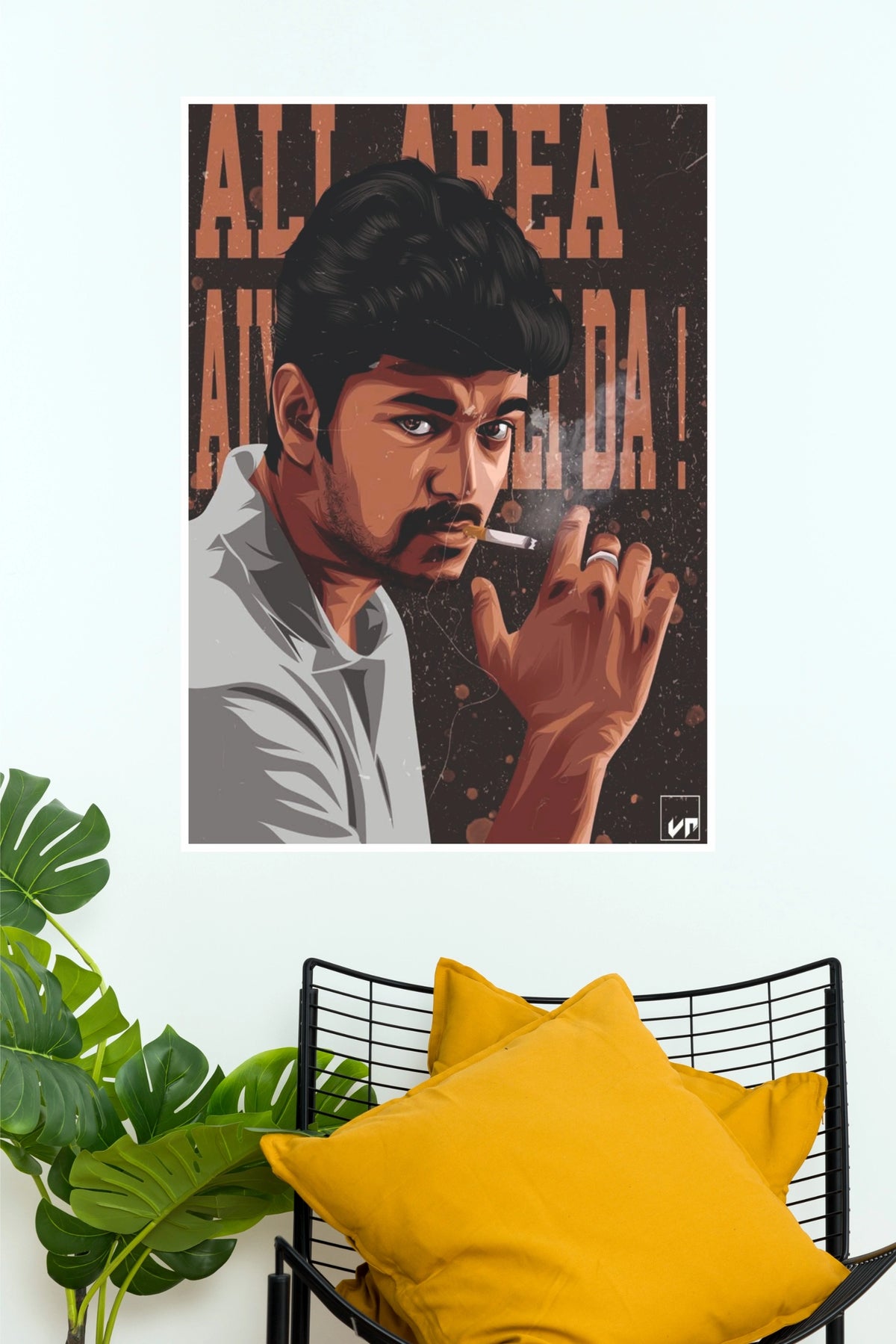Vintage Rebel Portrait Poster – Bold Illustrated Wall Art(Cricket Poster)