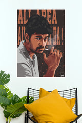Vintage Rebel Portrait Poster – Bold Illustrated Wall Art(Cricket Poster)