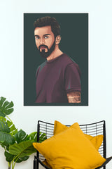 KL Rahul Minimalist Vector Portrait Casual Paper Poster   (Cricket  Poster)