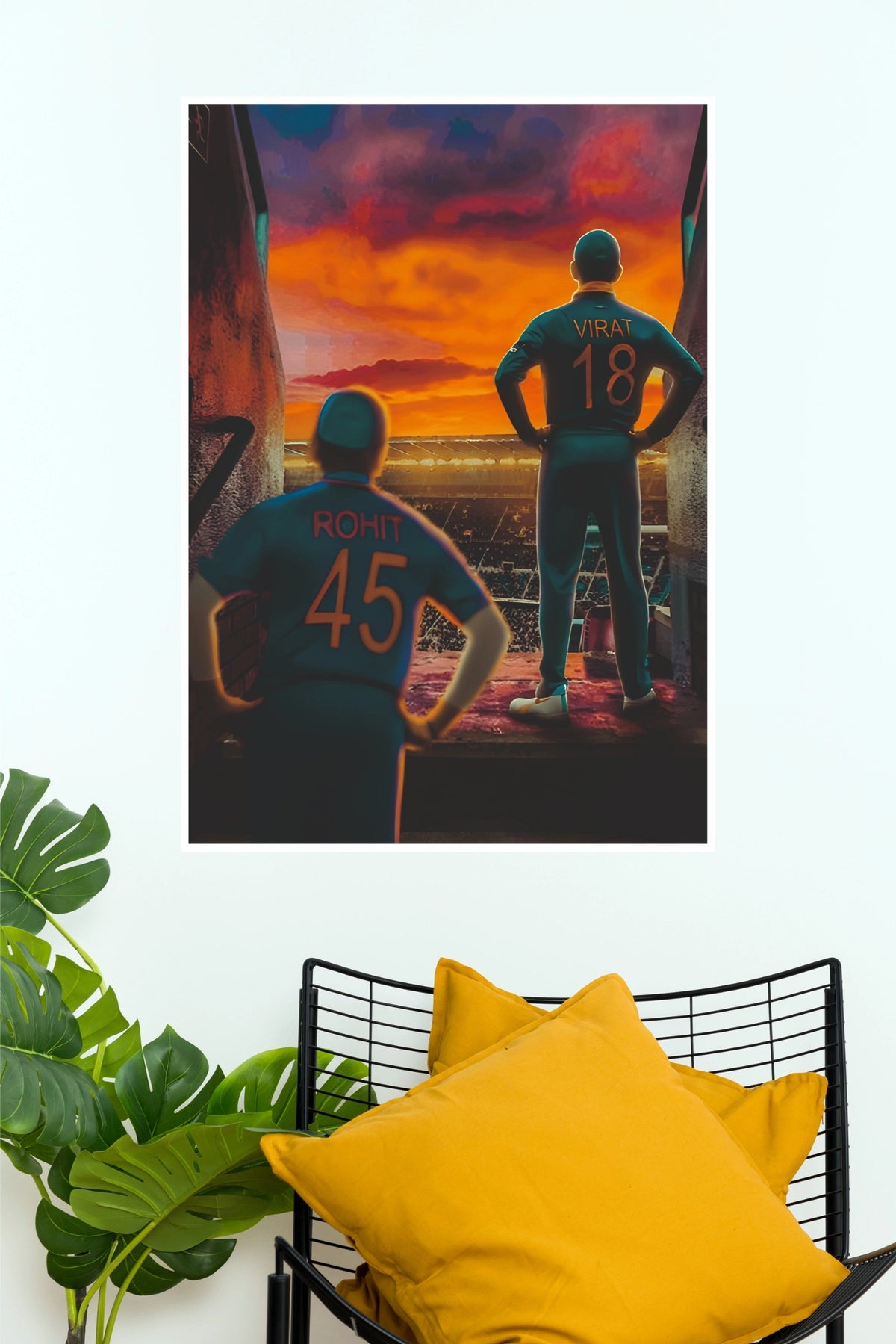 Rohit Sharma & Virat Kohli Sunset Tunnel View Poster   (Cricket  Poster)
