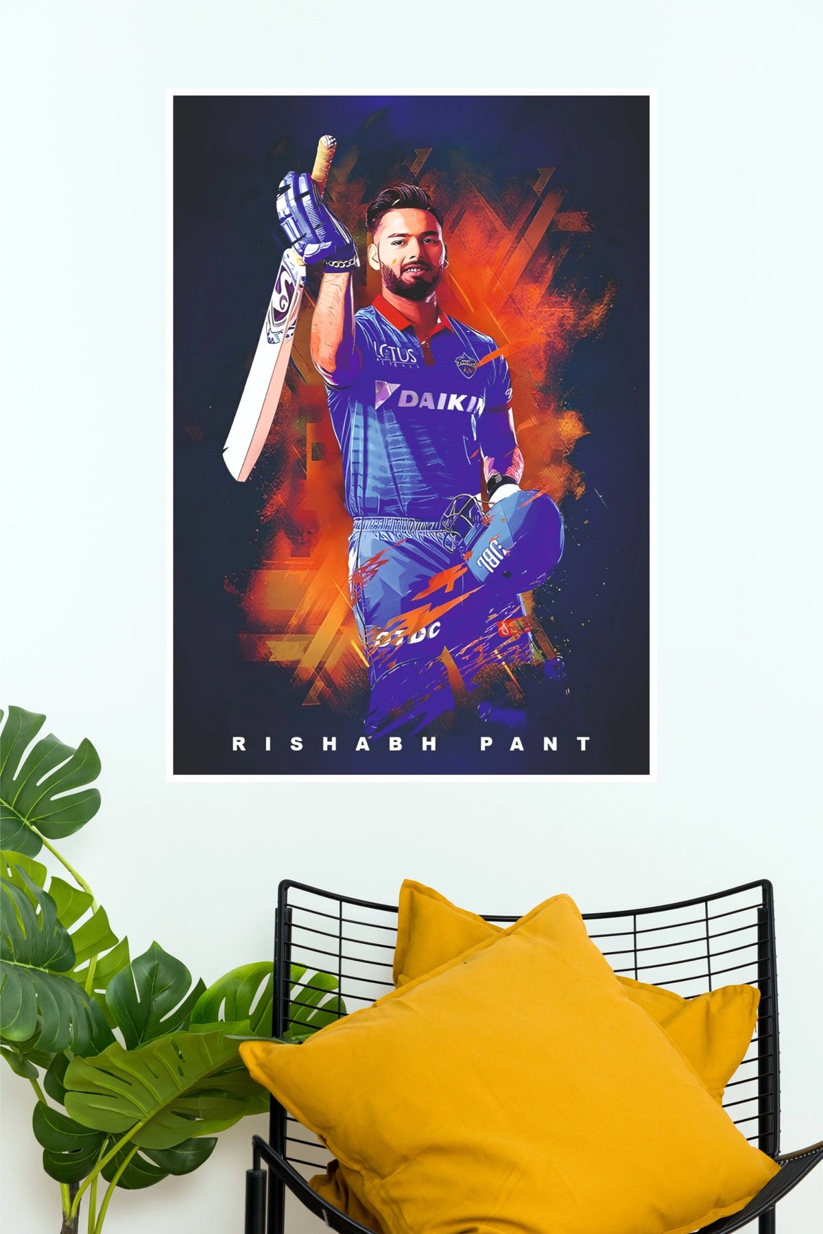Rishabh Pant Delhi Capitals Bat Raised Celebration Poster (Cricket  Poster)