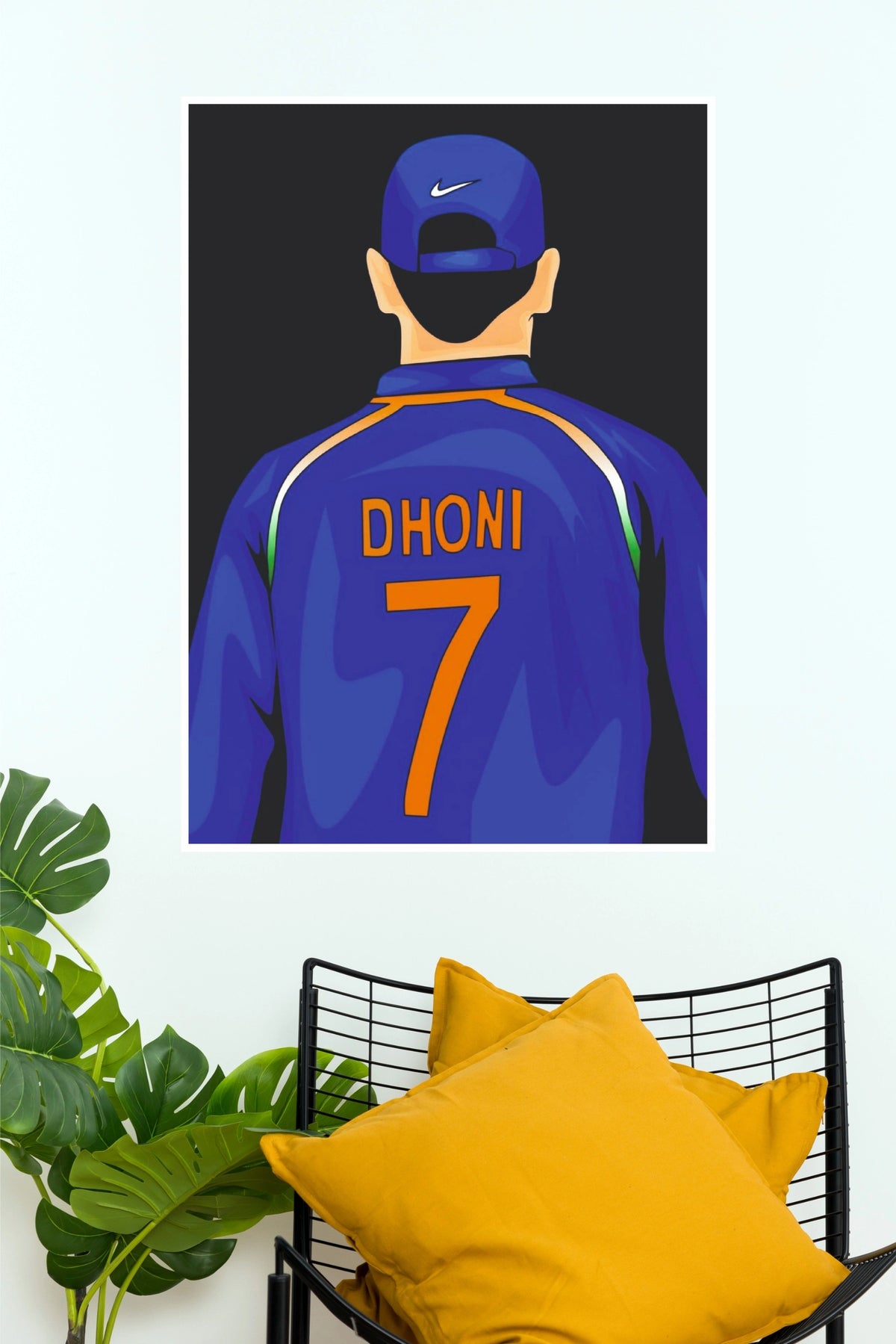 MS Dhoni Number 7 Team India Jersey Vector Poster  (Cricket Posters)