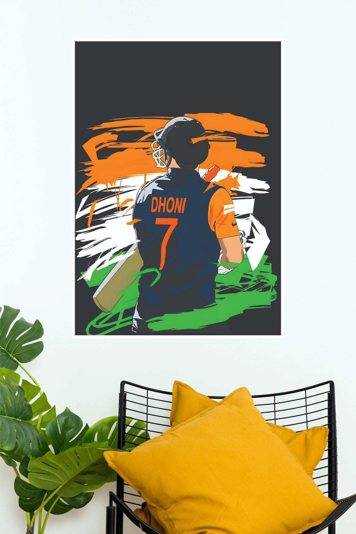 MS Dhoni Number 7 Tricolor Indian Flag Art Poster  ( Cricket  Posters)
