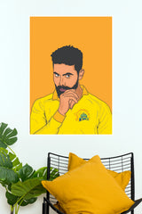 Ravindra Jadeja Sir Jadeja CSK Mustache Pose Vector Art Poster   (Cricket  Posters)