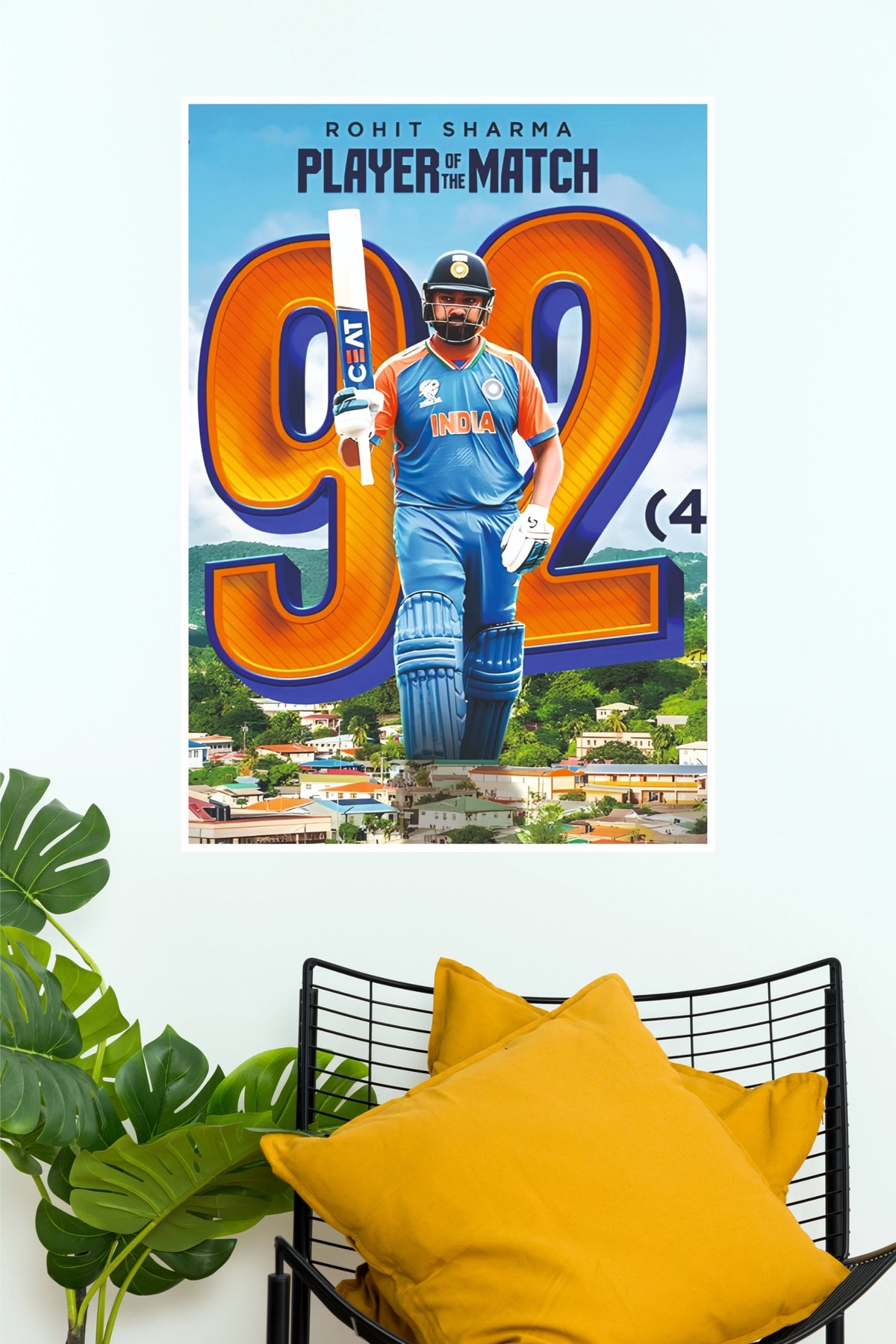 Rohit Sharma Player of the Match 92 Graphic Poster  (Cricket  Posters)