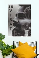 Virat Kohli Monochrome Portrait and Action Montage Poster  (Cricket Posters)