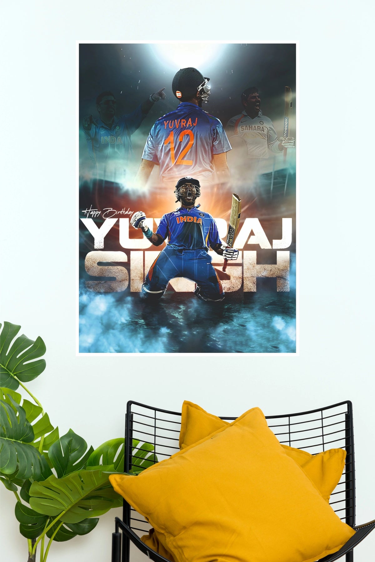 Yuvraj Singh Yuvraj Smash Stadium Soul Graphic Poster (Cricket Posters)