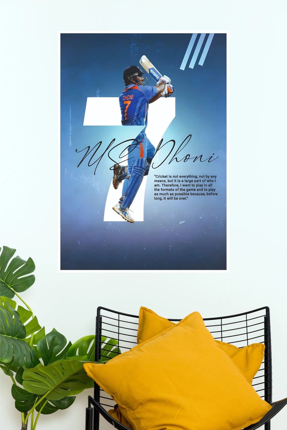 MS Dhoni Number 7 Quote Poster (Cricket  Posters)