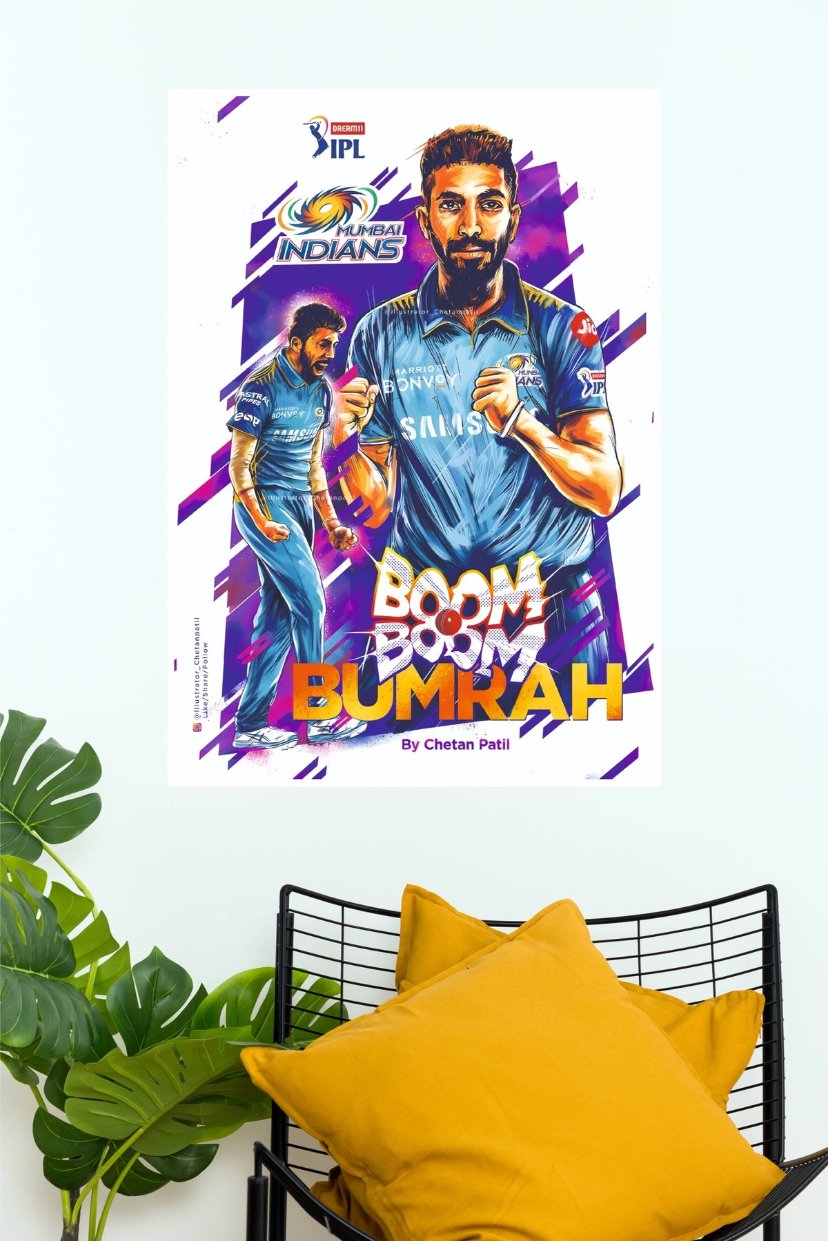 Jasprit Bumrah Mumbai Indians Poster (Cricket  Posters)