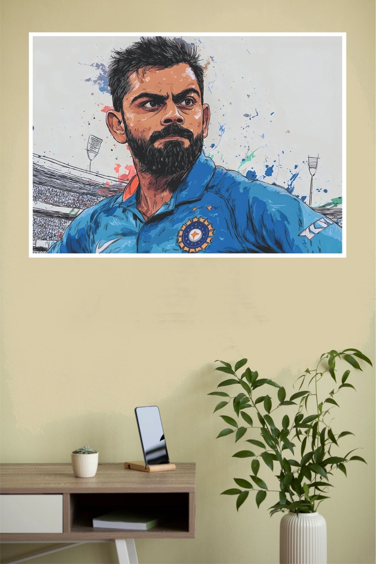 Virat Kohli Watercolor Art Poster  (Cricket  Posters)