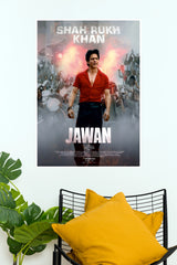 Jawan Red Shirt Hero – Bollywood Action Movie Wall Poster  (Bollywood Poster)