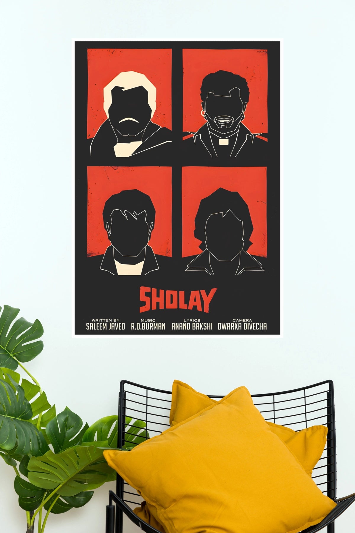 Sholay – Minimalist Classic Bollywood Movie Wall Poster (Bollywood Poster)