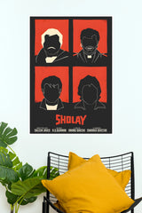 Sholay – Minimalist Classic Bollywood Movie Wall Poster (Bollywood Poster)