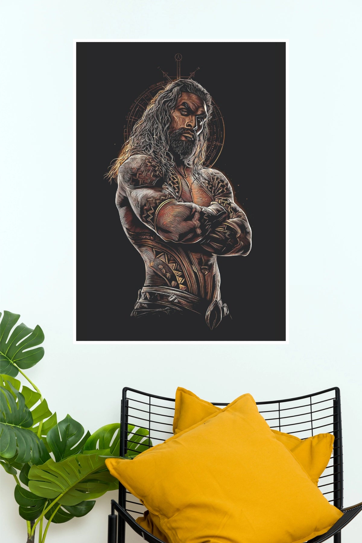 Aquaman Warrior Illustration Poster | Dark Fantasy Superhero Wall Art (Hollywood Poster)