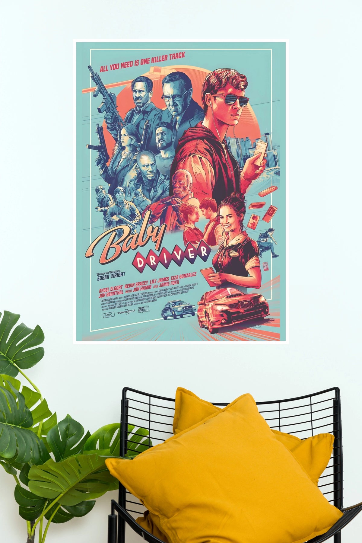 Baby Driver Movie Poster | Retro Action Thriller Wall Art | Car Movie Poster  (Hollywood  Poster)