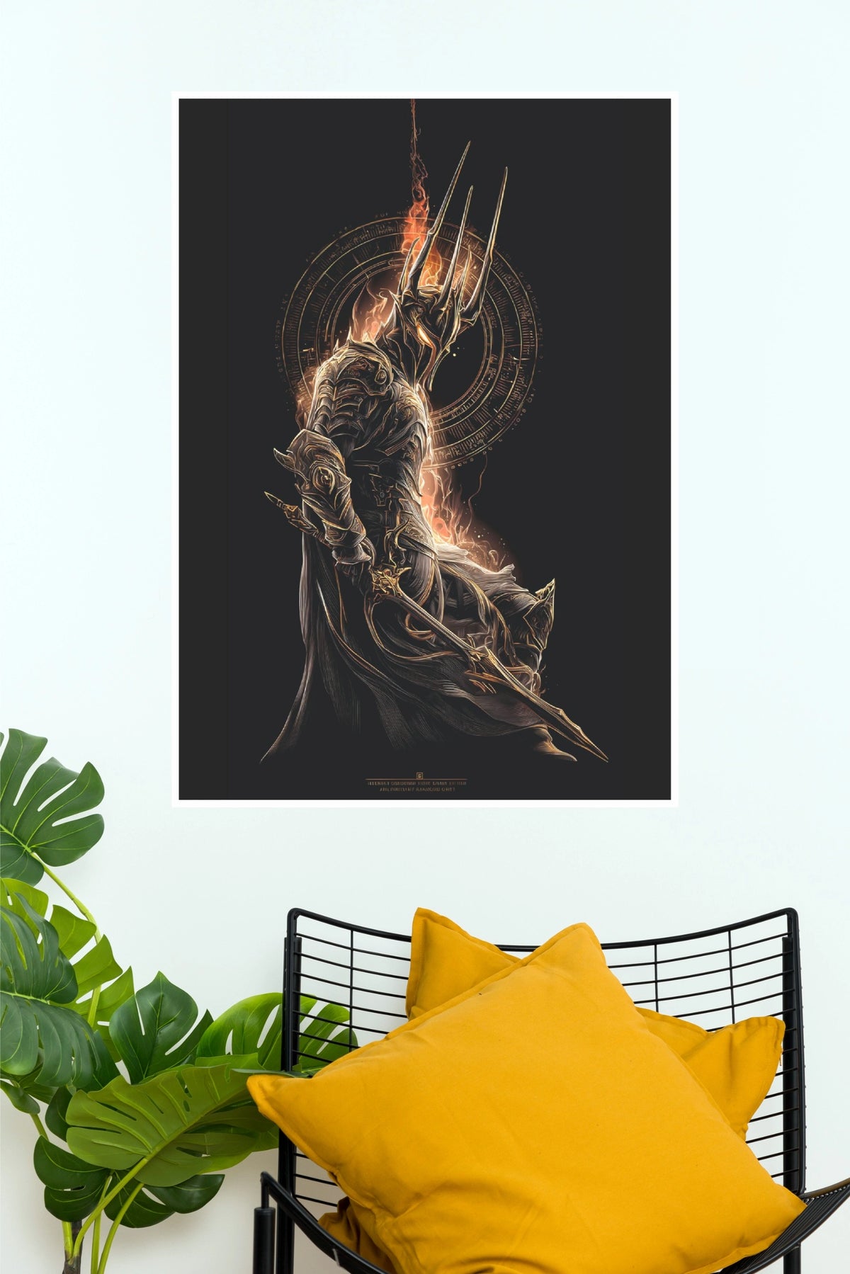 Burning Sword Knight Poster | Dark Fantasy Warrior Wall Art  (Hollywood  Poster)