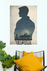 Top Gun Fighter Jet Silhouette Vintage Wall Poster – Aviation & Military Canvas Art (Hollywood Poster)