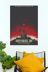 Independence Day Retro Sci-Fi Movie Poster – Alien Invasion Battle Wall Art (Hollywood Poster)