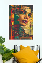 Abstract Modern Woman Portrait Poster – Colorful Contemporary Vertical Wall Art (Hollywood Poster)