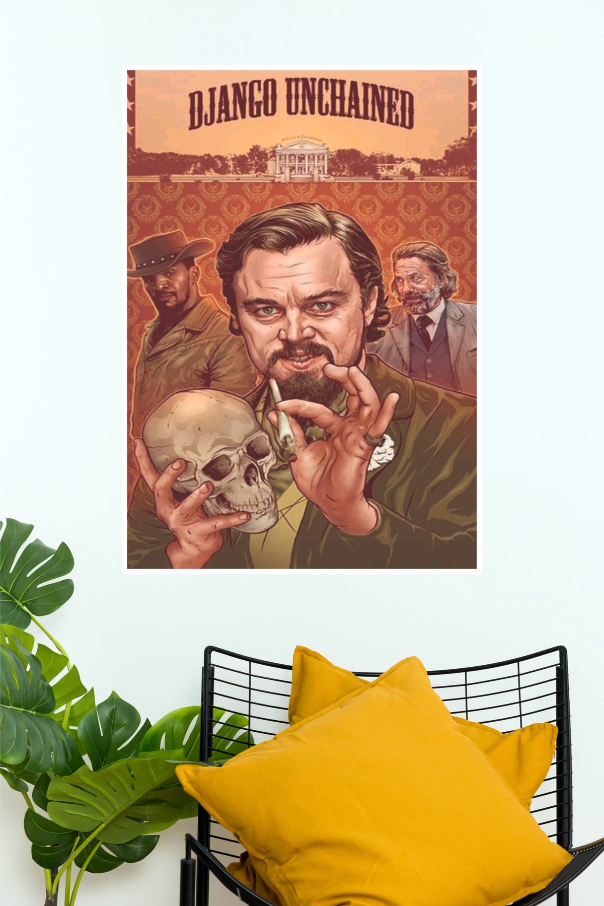 Django Unchained Vintage Western Illustration Poster – Movie Wall Art Digital Print(Hollywood Poster)