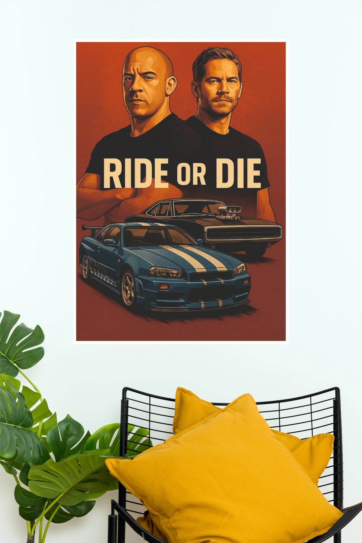 Fast & Furious Ride or Die Movie Poster | Dominic Toretto & Brian O'Conner Car Wall Art   (Hollywood  Poster) (