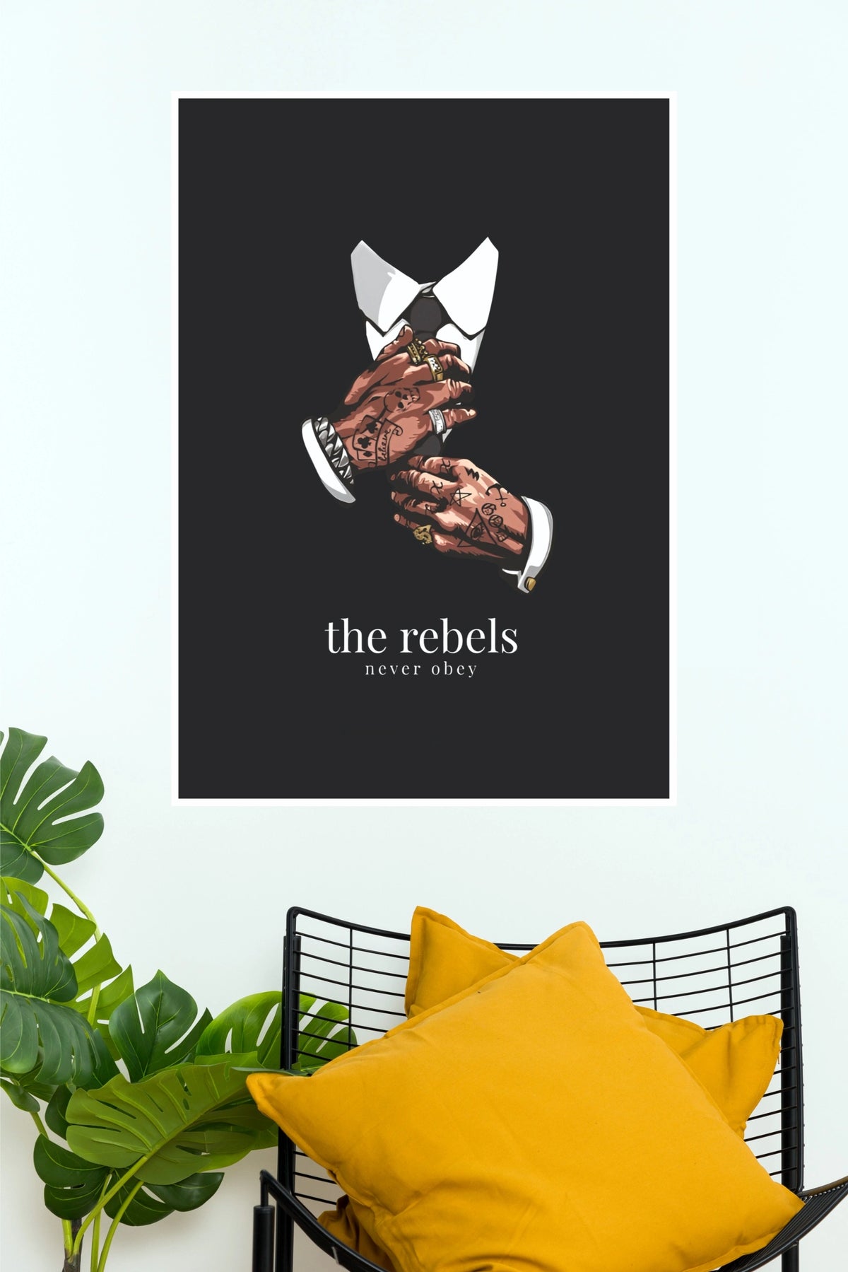 The Rebels Never Obey Gangsta Hands Typography Wall Poster(Hollywood  poster )
