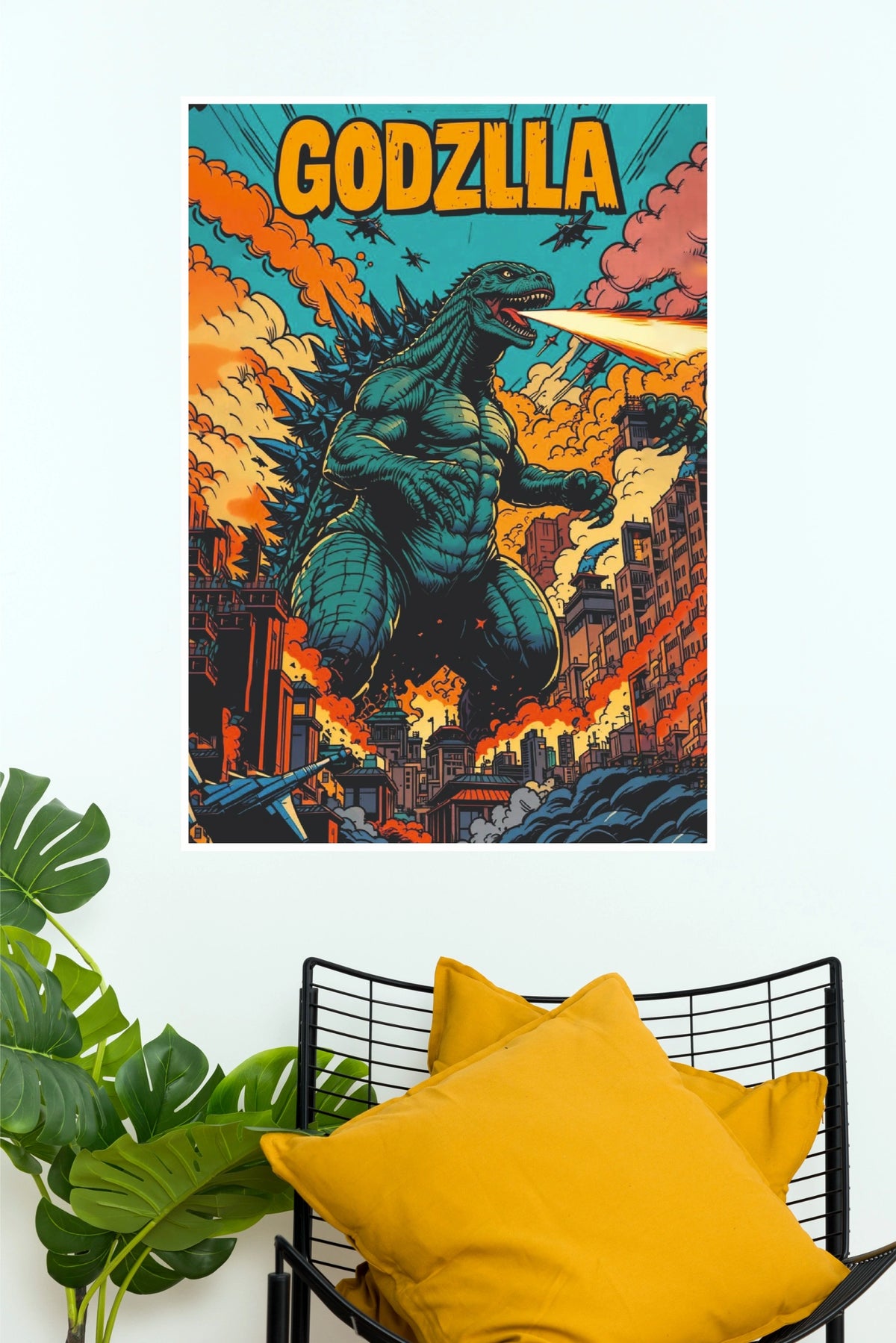 Godzilla City Attack Vintage Poster – Digital Printed Monster Wall Art ( Hollywood Poster)