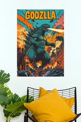 Godzilla City Attack Vintage Poster – Digital Printed Monster Wall Art ( Hollywood Poster)