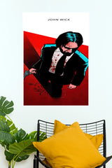 John Wick Artistic Movie Poster – Red & Black Action Wall Poster (Hollywood Poster)