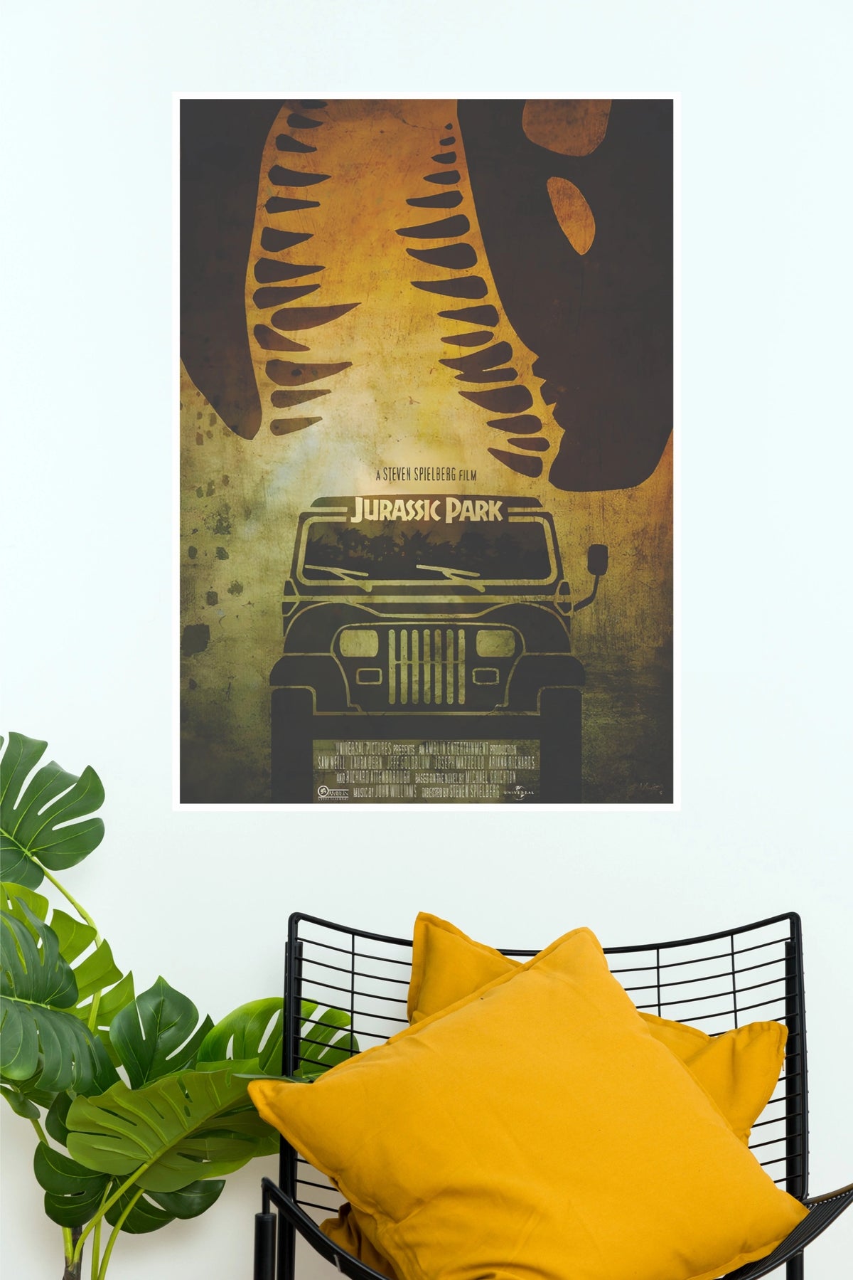 Jurassic Park Vintage Jeep & Dinosaur Skeleton Wall Poster (Hollywood  Poster)