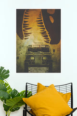 Jurassic Park Vintage Jeep & Dinosaur Skeleton Wall Poster (Hollywood  Poster)