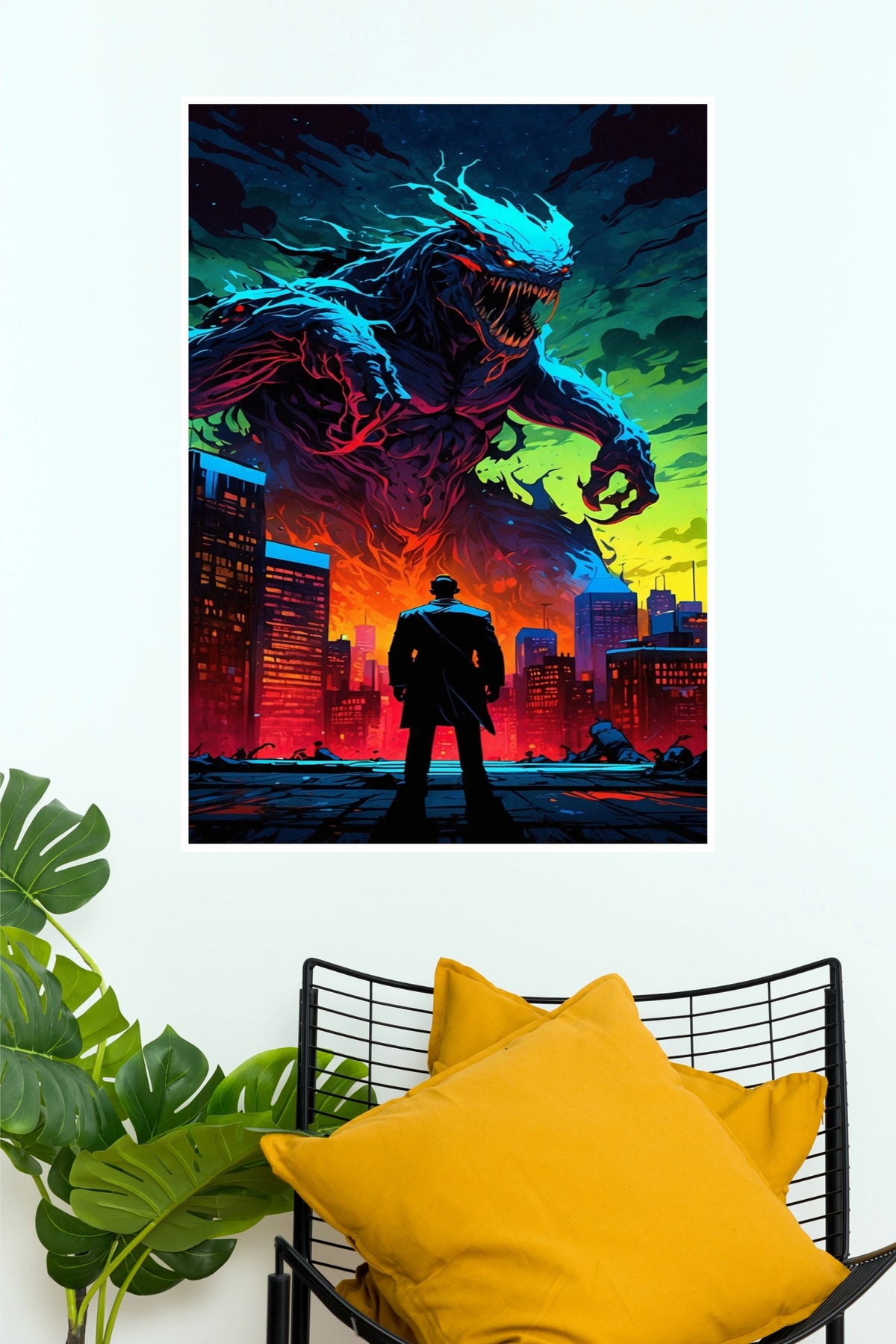 Kaiju Monster Poster | Giant Creature City Wall Art | Dark Fantasy Monster Poster (Hollywood Poster)