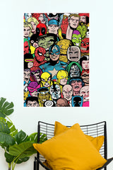 Marvel Superheroes Comic Collage Poster – Iconic Characters Wall Art   (Hollywood Poster)