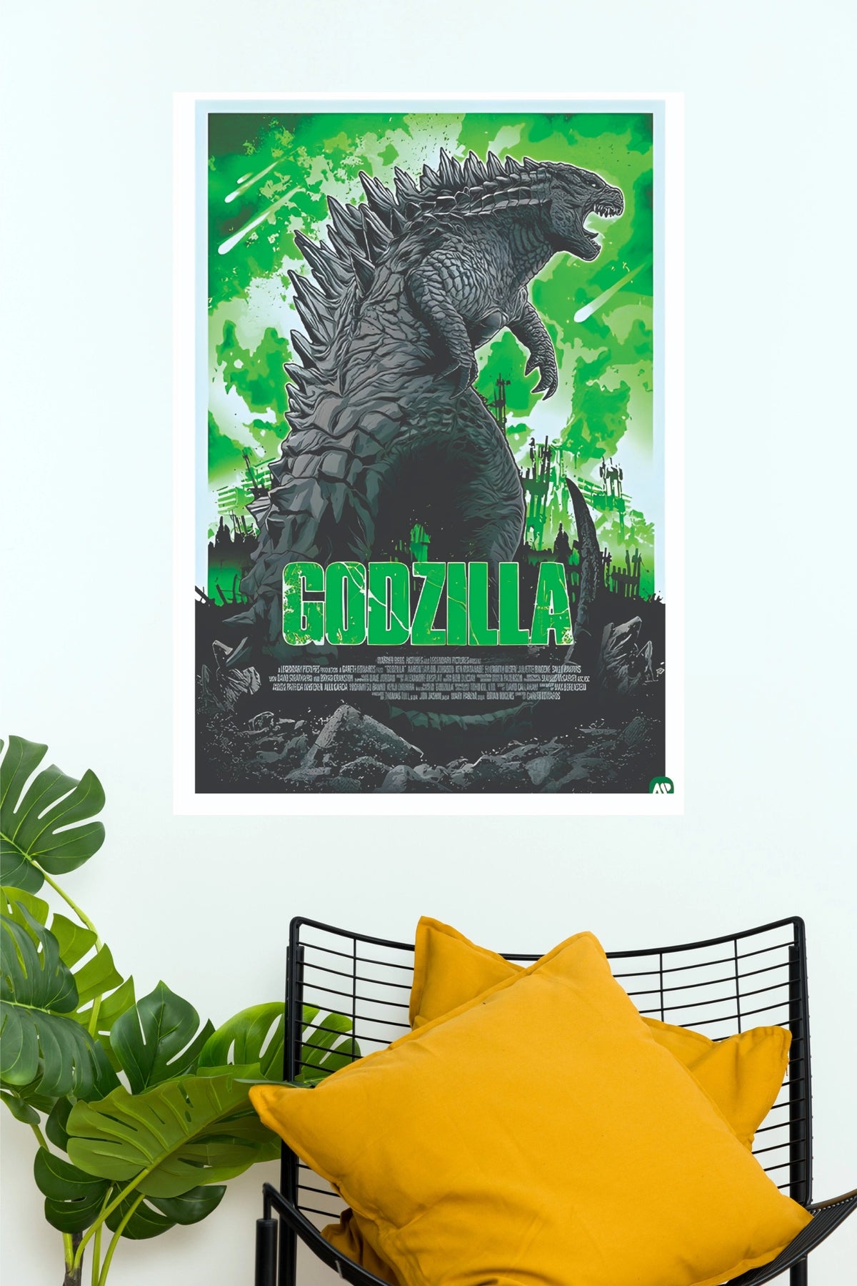Godzilla Monster Movie Poster – Green Vintage Retro Wall Art (Hollywood Poster)