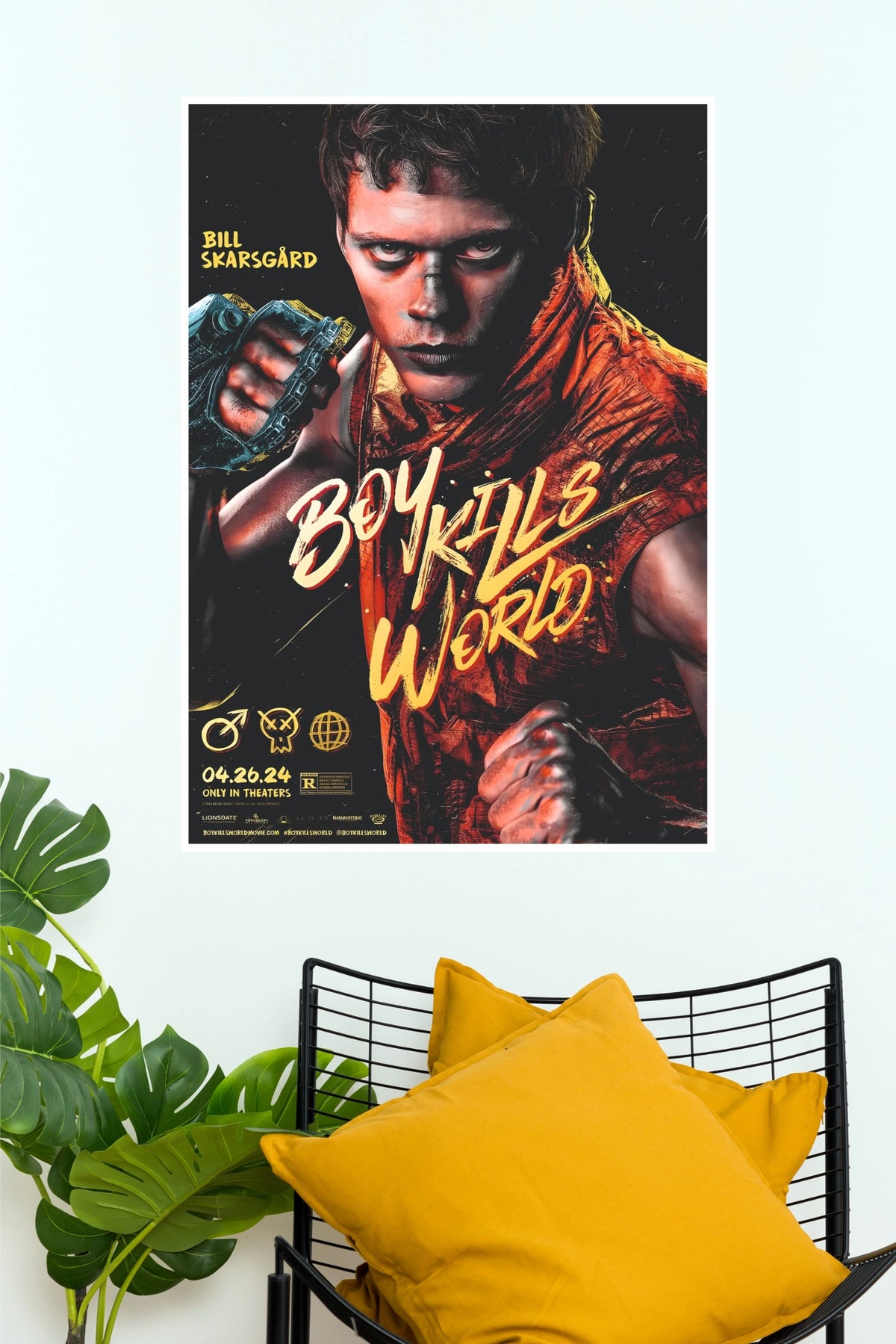Boy Kills World (2024) Movie Wall Art Poster – Bill Skarsgård Action Thriller Print (Hollywood Poster)