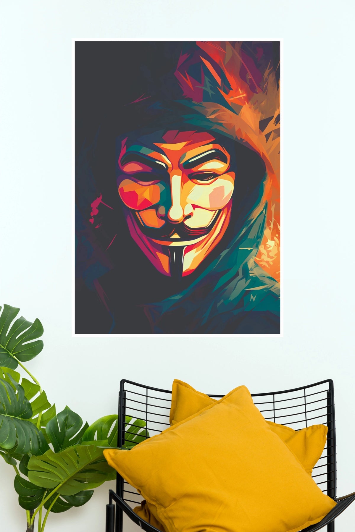 V for Vendetta Guy Fawkes Mask Abstract Low-Poly Paper Wall Poster (Hollywood Poster)