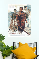 Vintage Gladiator Movie Poster - Russell Crowe Illustrated Wall Art Print (Hollywood Poster)