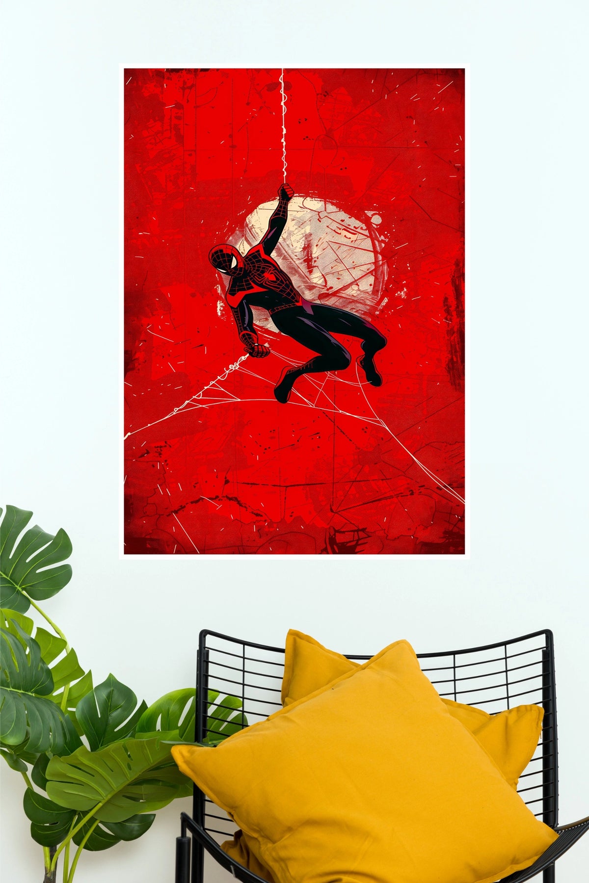Spider-Man Web-Swinging Red Abstract Graphic Paper Poster (Hollywood Poster)